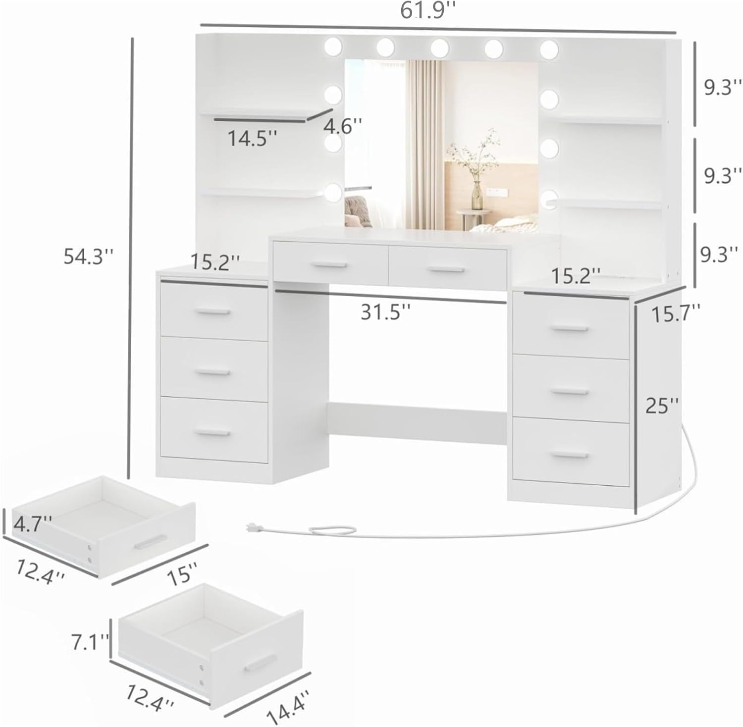 Vanity Desk with Mirror - Image 8