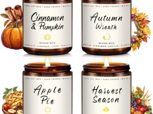 Auelife 4 Pack Candles & Holders Gift