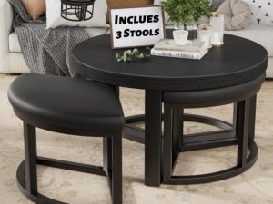 Round Coffee Table with Stools