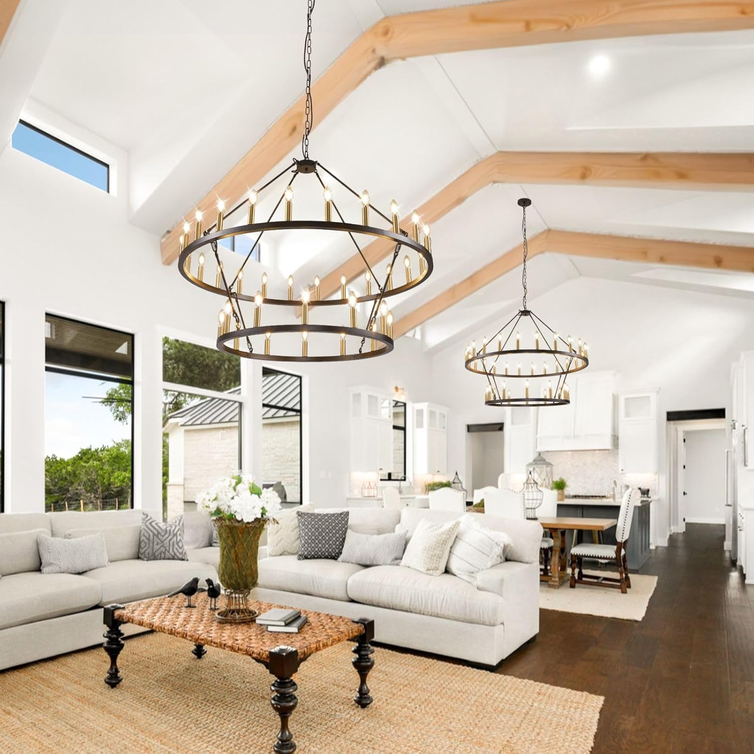 Black Wheel Chandelier - Image 3