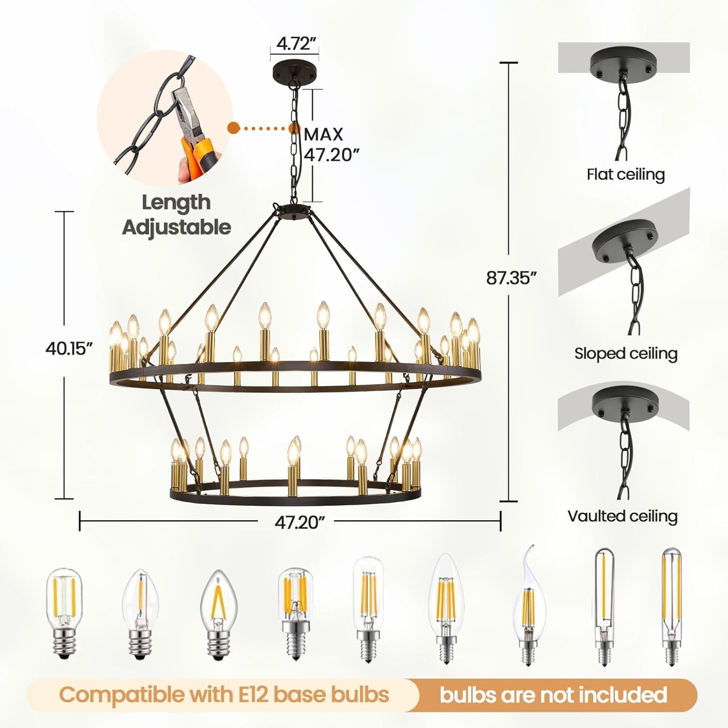 Black Wheel Chandelier - Image 4