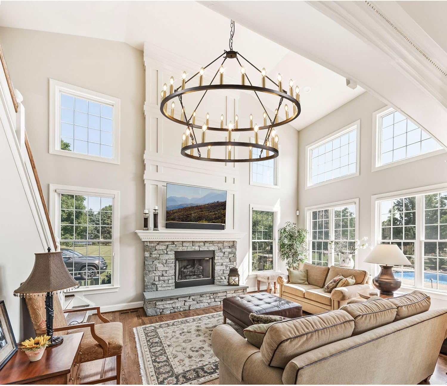 Black Wheel Chandelier - Image 7