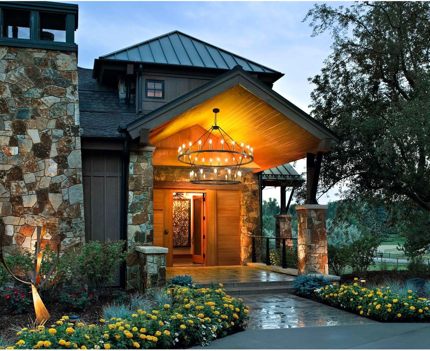 Black Wheel Chandelier - Image 8